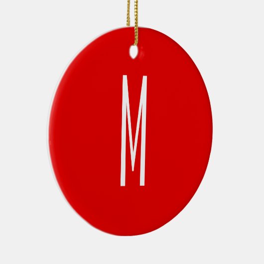 Initiaal Letter Monogram Moderne Stijl Rood Wit Keramisch Ornament (Rechts)