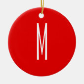 Initiaal Letter Monogram Moderne Stijl Rood Wit Keramisch Ornament (Voorkant)