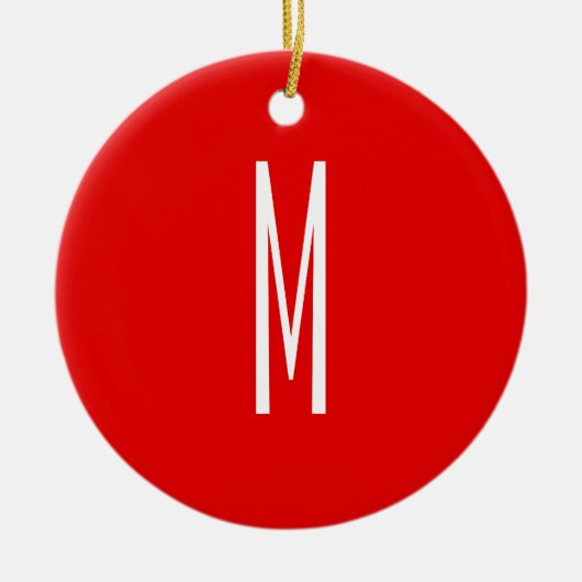 Initiaal Letter Monogram Moderne Stijl Rood Wit Keramisch Ornament (Voorkant)