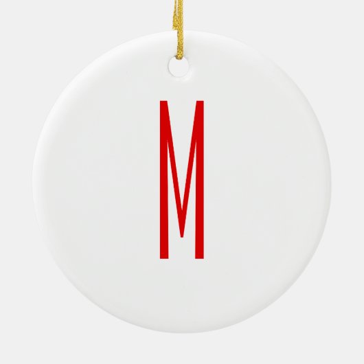 Initiaal Letter Monogram Moderne Stijl Rood Wit Keramisch Ornament (Achterkant)