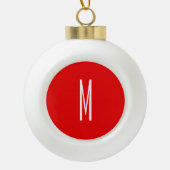 Initiaal Letter Monogram Moderne Stijl Rood Wit Keramische Bal Ornament (Voorkant)