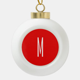 Initiaal Letter Monogram Moderne Stijl Rood Wit Keramische Bal Ornament