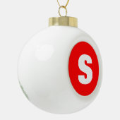 Initiaal Letter Monogram Moderne Stijl Rood Wit Keramische Bal Ornament (Links)