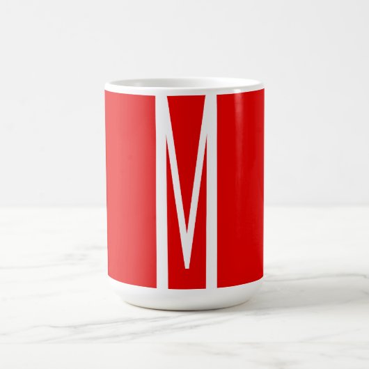 Initiaal Letter Monogram Moderne Stijl Rood Wit Koffiemok (Center)