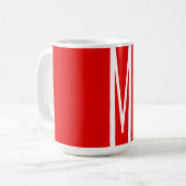 Initiaal Letter Monogram Moderne Stijl Rood Wit Koffiemok (Voorkant links)