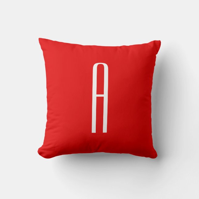 Initiaal Letter Monogram Moderne Stijl Rood Wit Kussen (Voorkant)