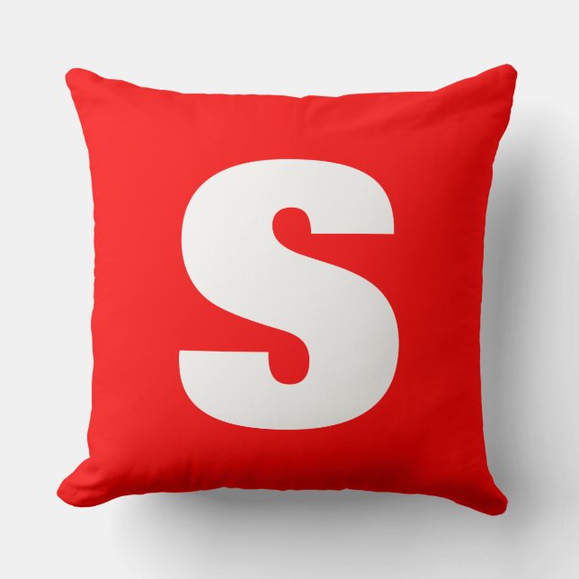 Initiaal Letter Monogram Moderne Stijl Rood Wit Kussen (Voorkant)