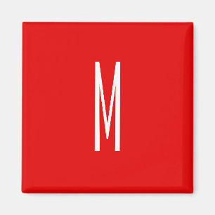 Initiaal Letter Monogram Moderne Stijl Rood Wit Magneet