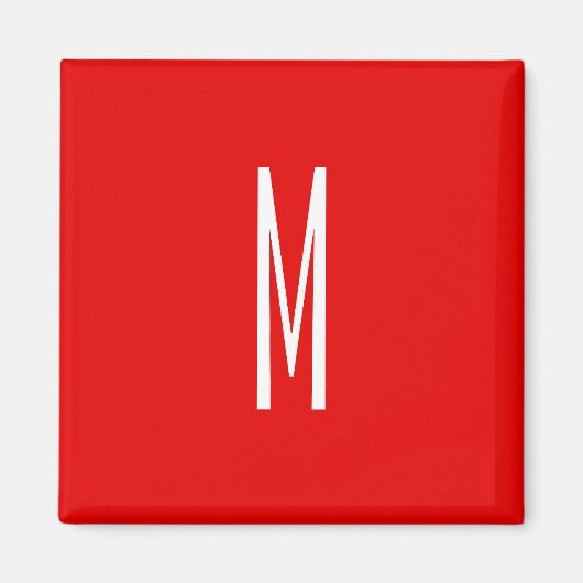 Initiaal Letter Monogram Moderne Stijl Rood Wit Magneet (Voorkant)