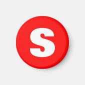 Initiaal Letter Monogram Moderne Stijl Rood Wit Magneet (Voorkant)