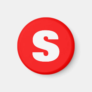 Initiaal Letter Monogram Moderne Stijl Rood Wit Magneet