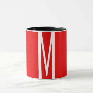 Initiaal Letter Monogram Moderne Stijl Rood Wit Mok