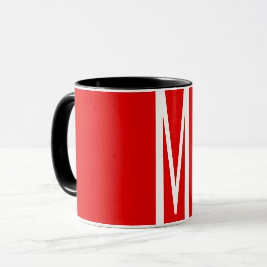 Initiaal Letter Monogram Moderne Stijl Rood Wit Mok (Voorkant links)