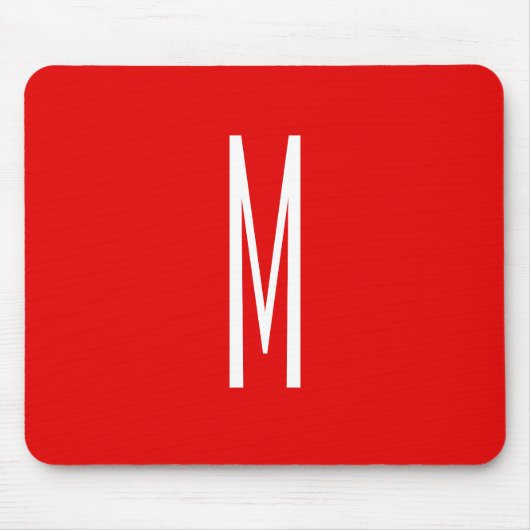 Initiaal Letter Monogram Moderne Stijl Rood Wit Muismat (Voorkant)