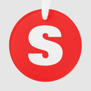 Initiaal Letter Monogram Moderne Stijl Rood Wit Ornament