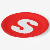 Initiaal Letter Monogram Moderne Stijl Rood Wit Papieren Bordje (Gekanteld)