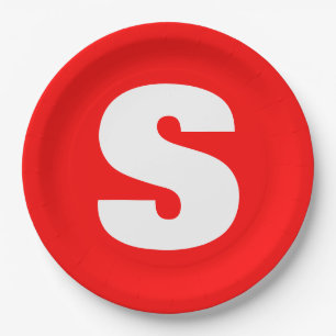 Initiaal Letter Monogram Moderne Stijl Rood Wit Papieren Bordje