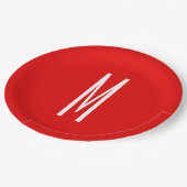 Initiaal Letter Monogram Moderne Stijl Rood Wit Papieren Bordje (Gekanteld)