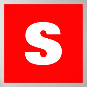 Initiaal Letter Monogram Moderne Stijl Rood Wit Poster