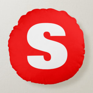Initiaal Letter Monogram Moderne Stijl Rood Wit Rond Kussen