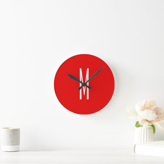 Initiaal Letter Monogram Moderne Stijl Rood Wit Ronde Klok (Huis)