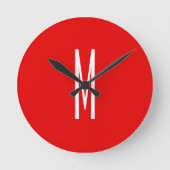 Initiaal Letter Monogram Moderne Stijl Rood Wit Ronde Klok (Voorkant)