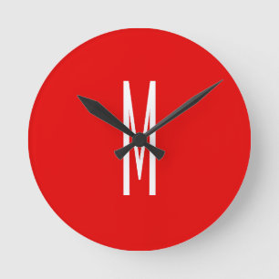Initiaal Letter Monogram Moderne Stijl Rood Wit Ronde Klok