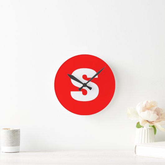 Initiaal Letter Monogram Moderne Stijl Rood Wit Ronde Klok (Huis)