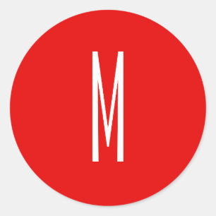 Initiaal Letter Monogram Moderne Stijl Rood Wit Ronde Sticker