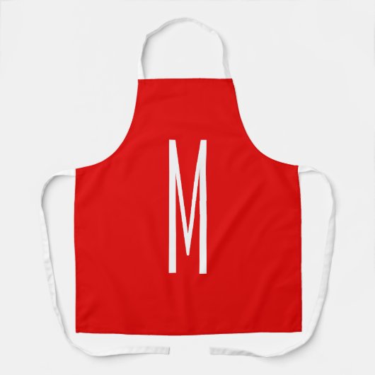 Initiaal Letter Monogram Moderne Stijl Rood Wit Schort (Voorkant)