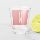 Initiaal Letter Monogram Moderne Stijl Rood Wit Shot Glas (Achterkant)