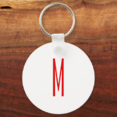 Initiaal Letter Monogram Moderne Stijl Rood Wit Sleutelhanger (Achterkant)
