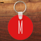 Initiaal Letter Monogram Moderne Stijl Rood Wit Sleutelhanger (Voorkant)