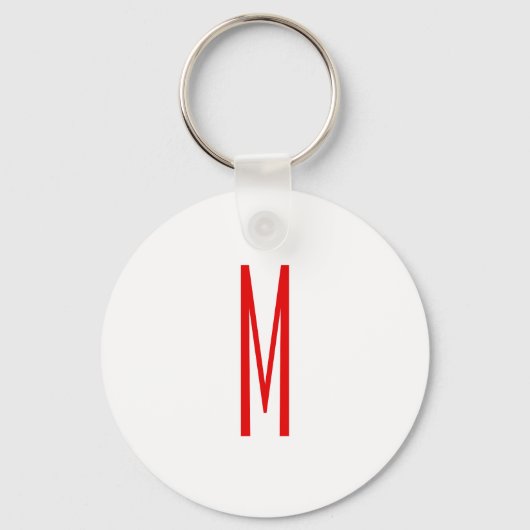 Initiaal Letter Monogram Moderne Stijl Rood Wit Sleutelhanger (Achterkant)