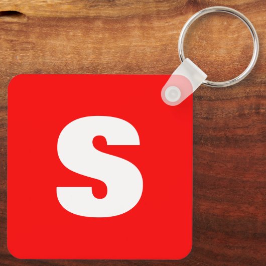 Initiaal Letter Monogram Moderne Stijl Rood Wit Sleutelhanger (Achterkant)