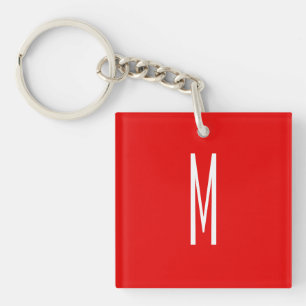 Initiaal Letter Monogram Moderne Stijl Rood Wit Sleutelhanger