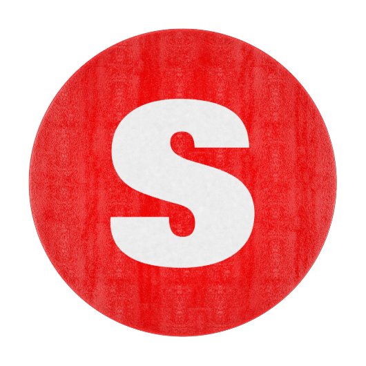 Initiaal Letter Monogram Moderne Stijl Rood Wit Snijplank (Voorkant)