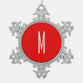 Initiaal Letter Monogram Moderne Stijl Rood Wit Tin Sneeuwvlok Ornament (Voorkant)