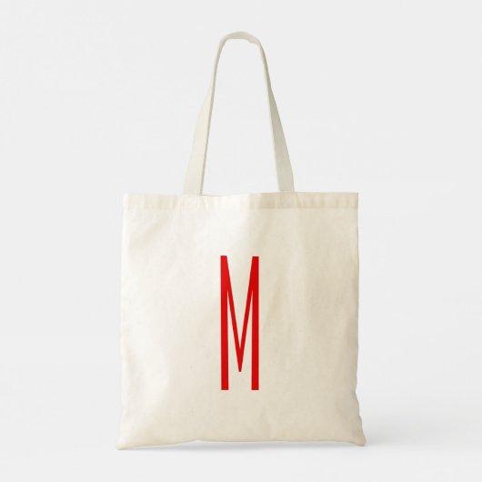 Initiaal Letter Monogram Moderne Stijl Rood Wit Tote Bag (Achterkant)
