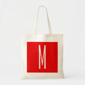 Initiaal Letter Monogram Moderne Stijl Rood Wit Tote Bag (Voorkant)
