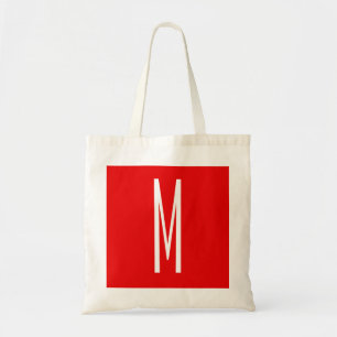 Initiaal Letter Monogram Moderne Stijl Rood Wit Tote Bag