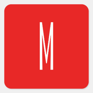 Initiaal Letter Monogram Moderne Stijl Rood Wit Vierkante Sticker