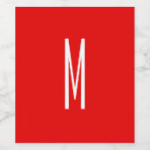 Initiaal Letter Monogram Moderne Stijl Rood Wit Wijn Etiket (Enkel label)