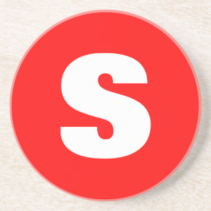 Initiaal Letter Monogram Moderne Stijl Rood Wit Zandsteen Onderzetter