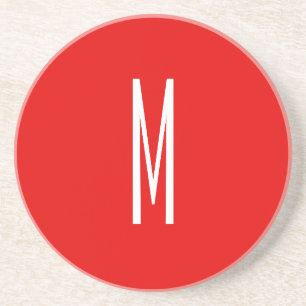 Initiaal Letter Monogram Moderne Stijl Rood Wit Zandsteen Onderzetter