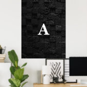 Initiaal Letter Monogram Moderne Stijlvolle Zwarte Poster (Thuiskantoor)