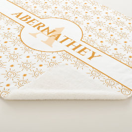 Initiaal Letter Monogram & Naam Hand getrokken Zon Sherpa Deken