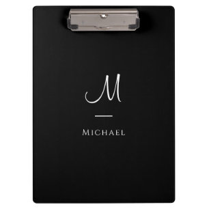 Initiaal Letter Monogram Naam Zwart Witte Sjabloon Klembord