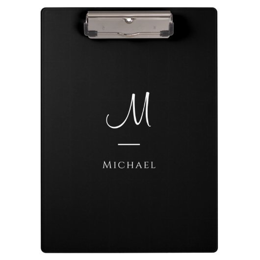Initiaal Letter Monogram Naam Zwart Witte Sjabloon Klembord (Voorkant)
