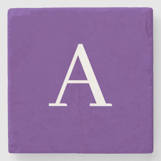 Initiaal Letter-monogram Paars Stenen Onderzetter (Voorkant)